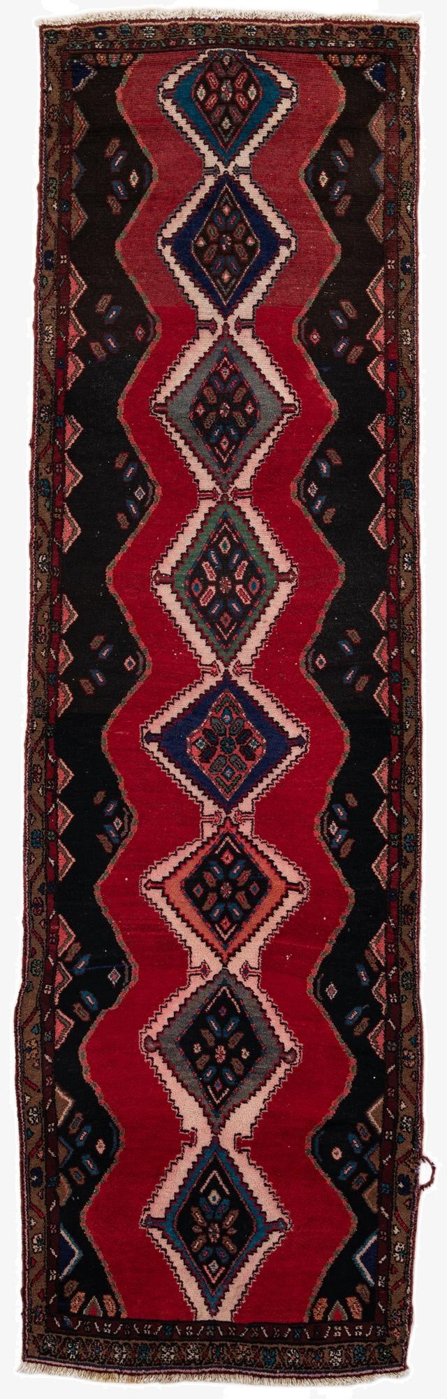  3' 2 x 10' 5  Hand Knotted Chenar Persian Wool Runner Rug