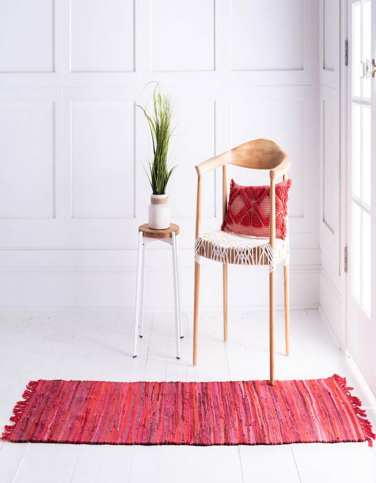 Detail image of  2' 2 x 6' 7  Hand Woven Chindi Cotton Runner Rug