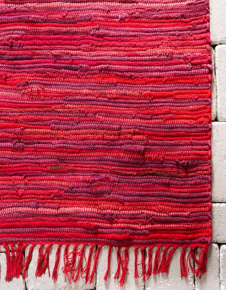 Detail image of  2' 2 x 6' 7  Hand Woven Chindi Cotton Runner Rug