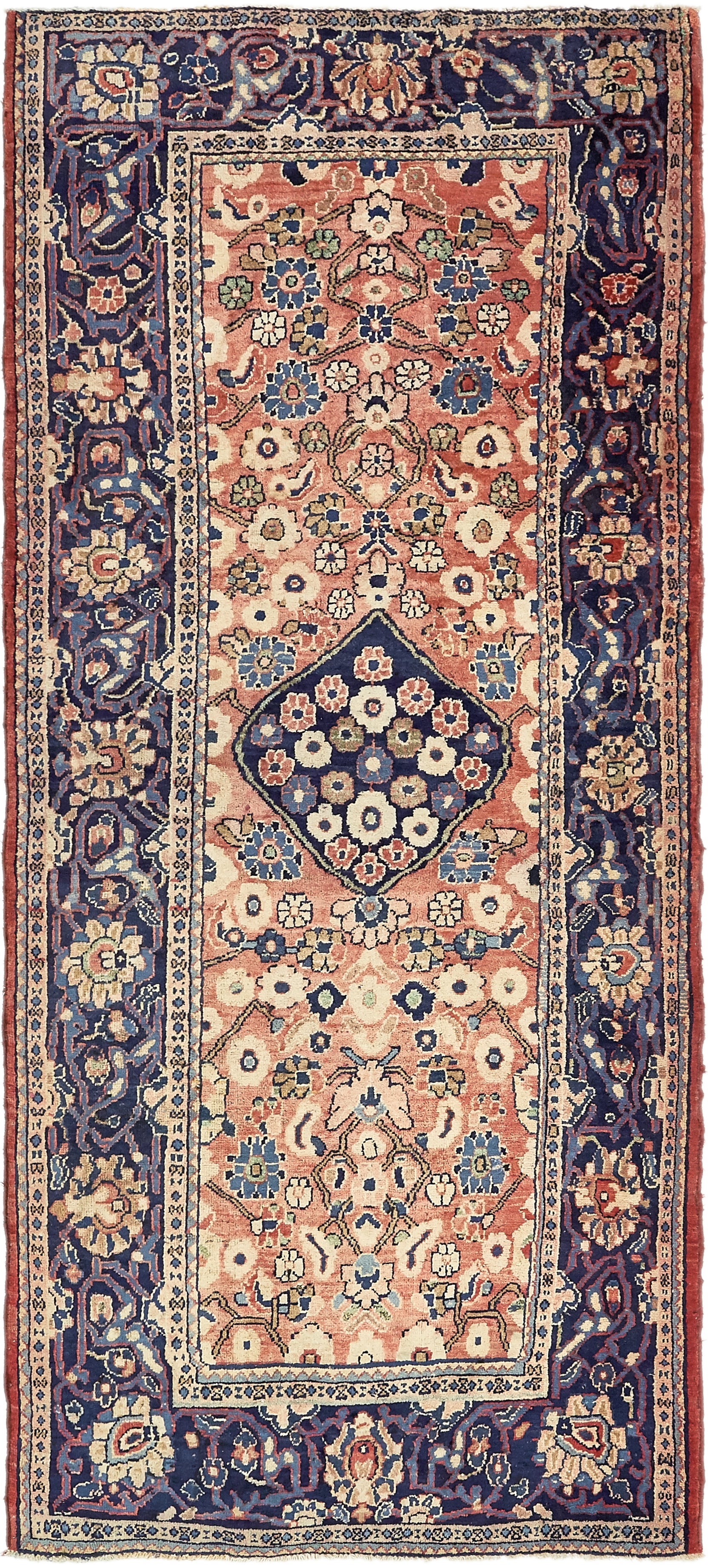 4' 3 x 10'  Hand Knotted Farahan Persian Wool Runner Rug