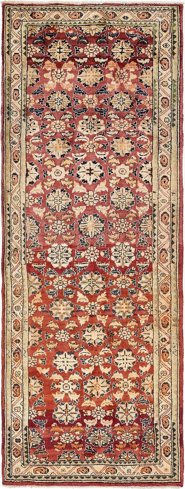  3' 7 x 9' 6  Hand Knotted Farahan Persian Wool Runner Rug