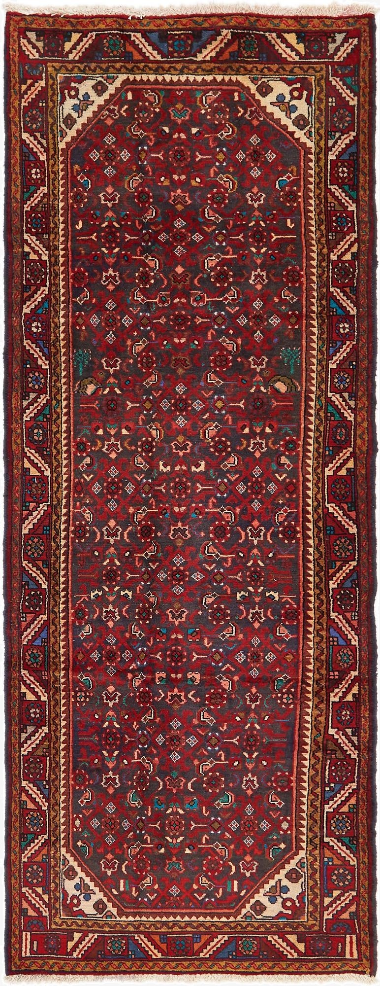  3' 7 x 9' 6  Hand Knotted Farahan Persian Wool Runner Rug