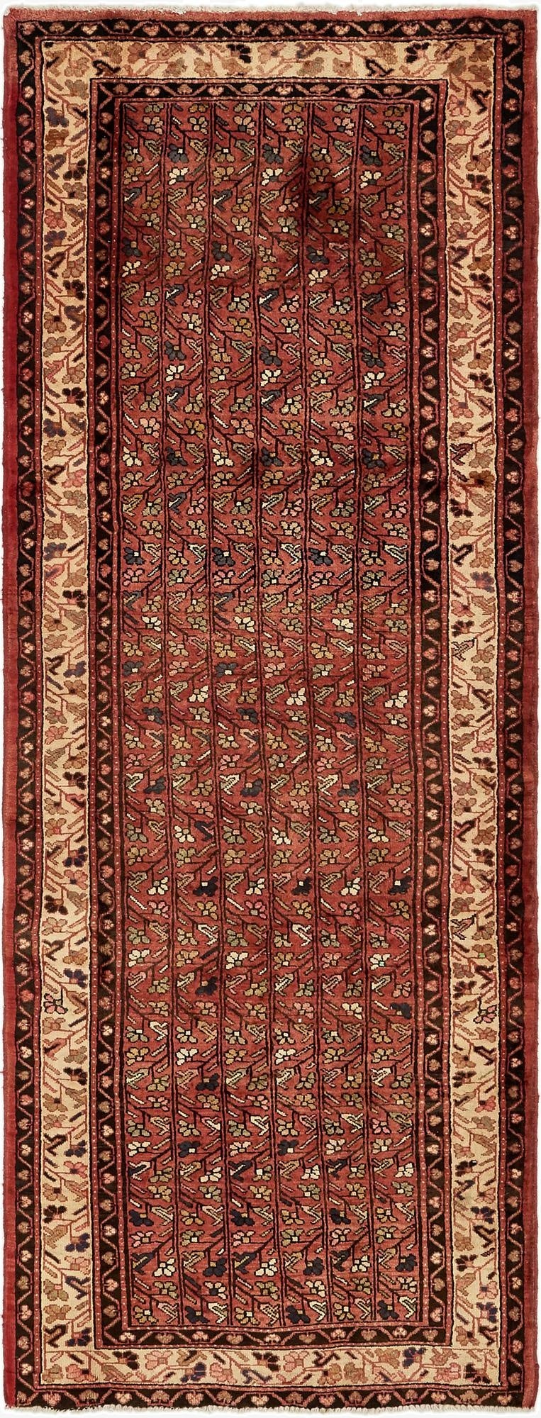  3' 8 x 10' 3  Hand Knotted Farahan Persian Wool Runner Rug