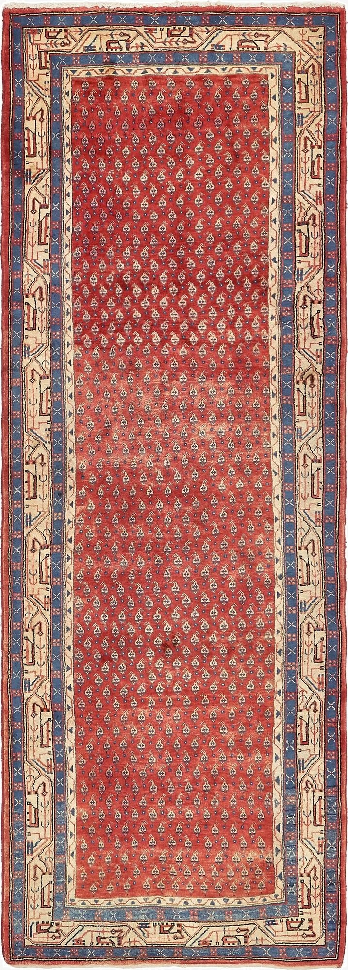  3' 7 x 10' 3  Hand Knotted Farahan Persian Wool Runner Rug