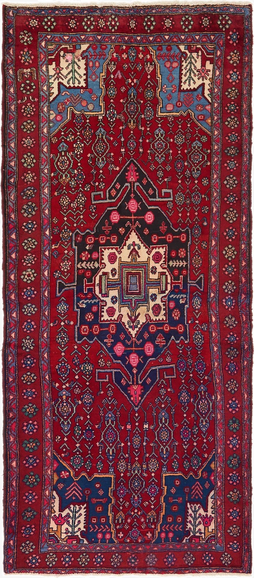  4' x 9' 10  Hand Knotted Farahan Persian Wool Runner Rug