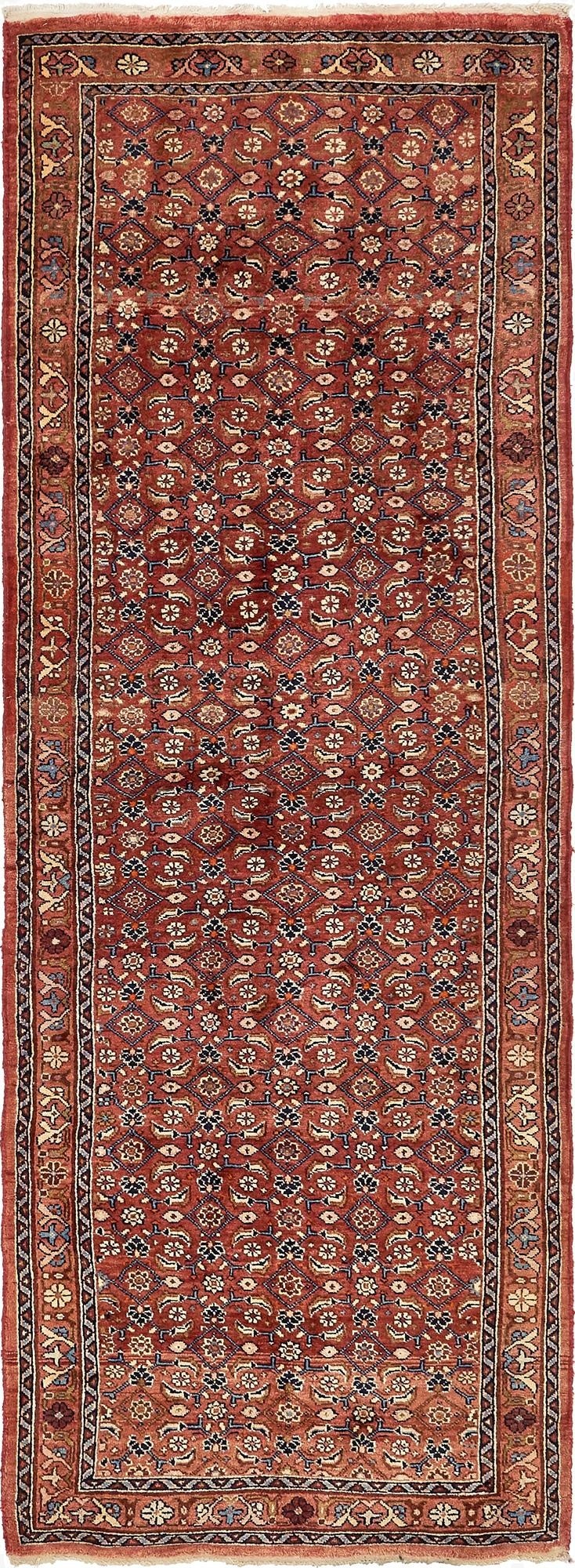  3' 8 x 10' 6  Hand Knotted Farahan Persian Wool Runner Rug
