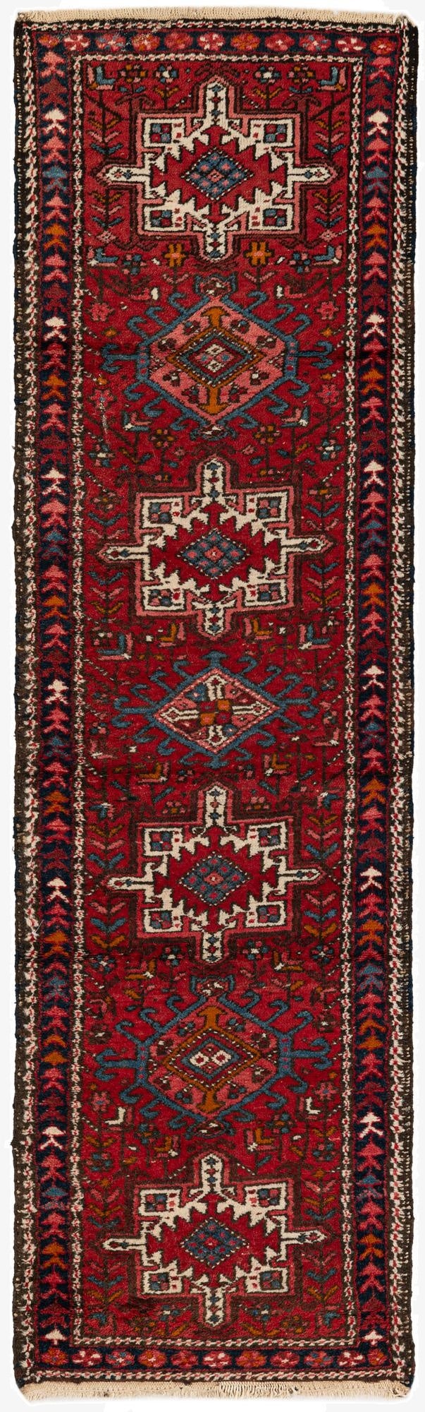 2' 4 x 8' 2  Hand Knotted Gharajeh Persian Wool Runner Rug