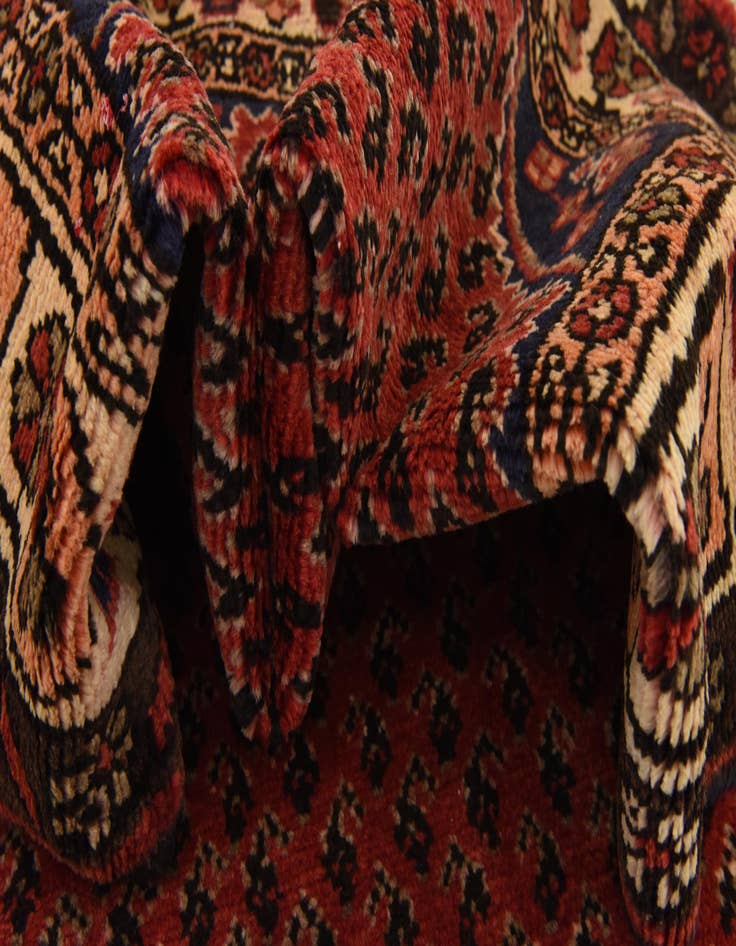 Detail image of  3' 8 x 9' 9  Hand Knotted Hamedan Persian Wool Runner Rug