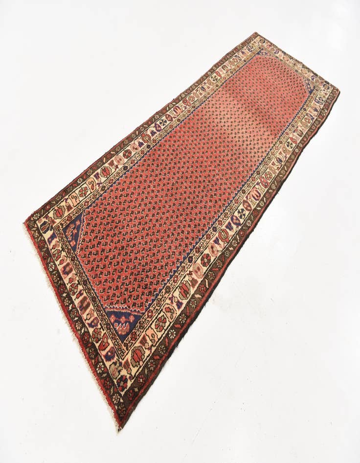 Detail image of  3' 8 x 9' 9  Hand Knotted Hamedan Persian Wool Runner Rug