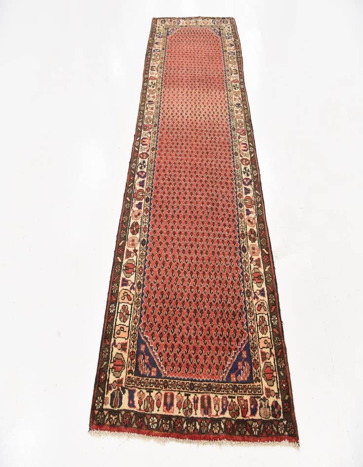 Detail image of  3' 8 x 9' 9  Hand Knotted Hamedan Persian Wool Runner Rug