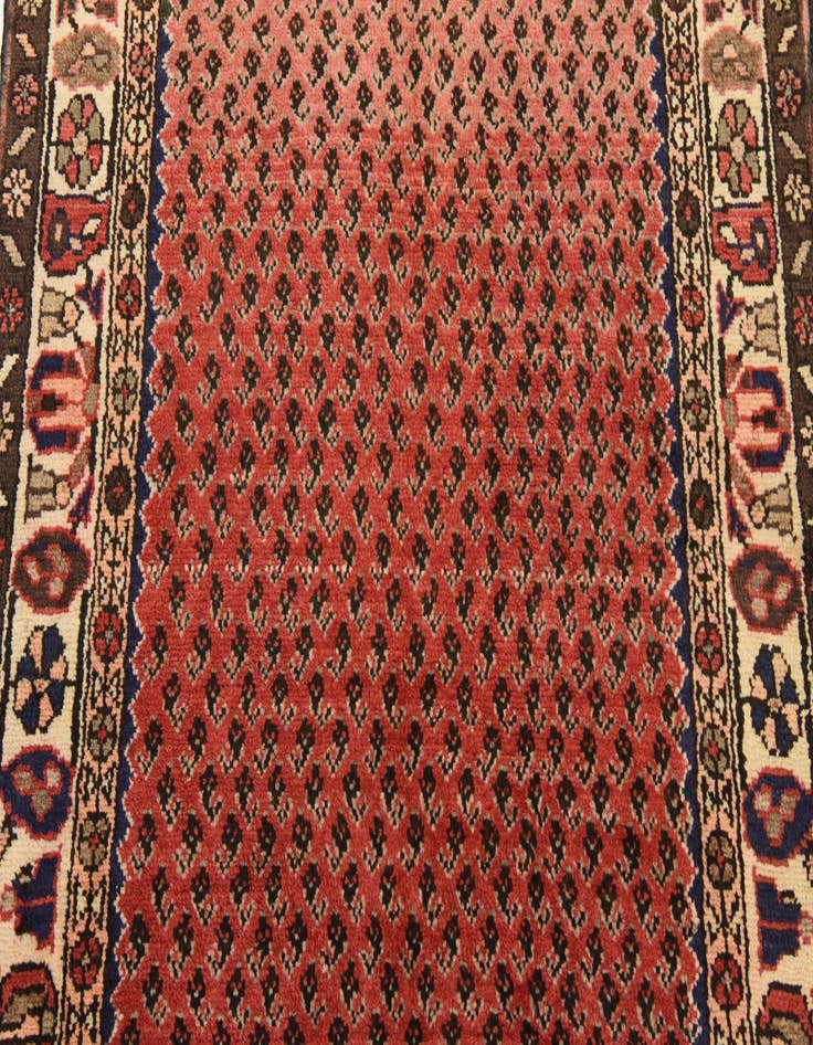 Detail image of  3' 8 x 9' 9  Hand Knotted Hamedan Persian Wool Runner Rug