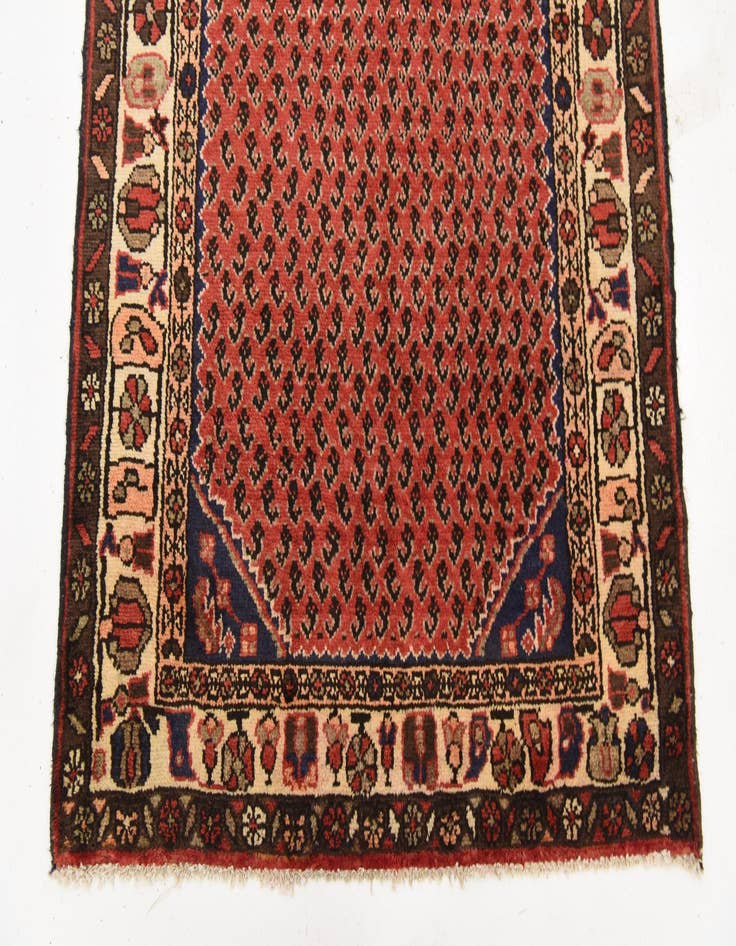 Detail image of  3' 8 x 9' 9  Hand Knotted Hamedan Persian Wool Runner Rug