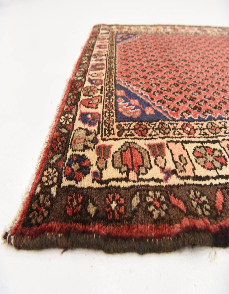 Detail image of  3' 8 x 9' 9  Hand Knotted Hamedan Persian Wool Runner Rug