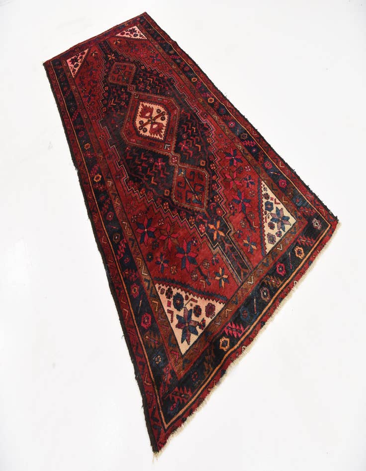 Detail image of 4' 10 x 9' 7 Hand Knotted Hamedan Persian Wool Runner Rug