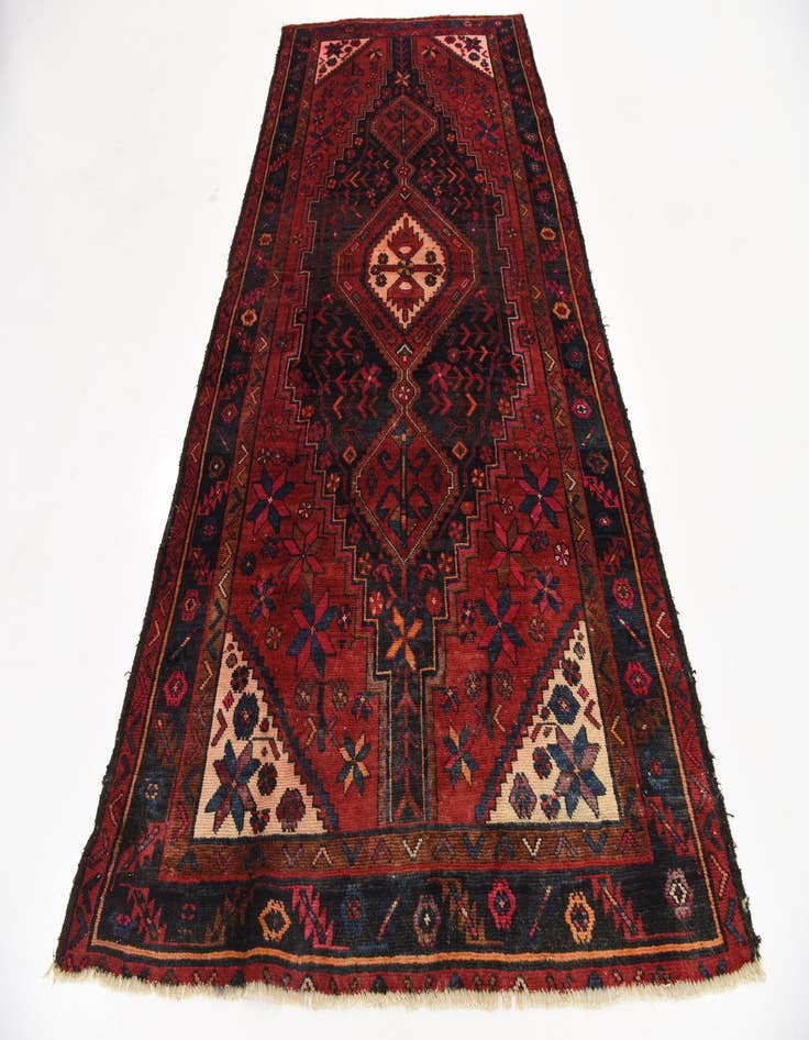 Detail image of 4' 10 x 9' 7 Hand Knotted Hamedan Persian Wool Runner Rug