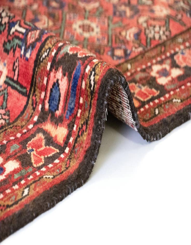 Detail image of  3' 6 x 9' 8  Hand Knotted Hamedan Persian Runner Rug