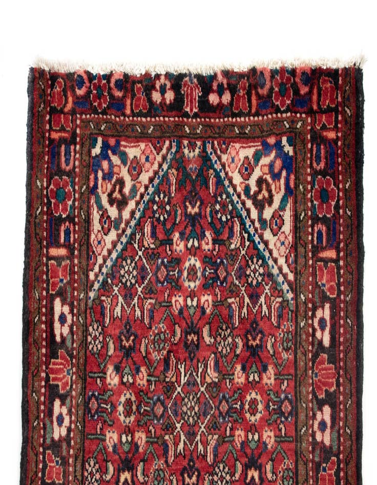 Detail image of  3' 6 x 9' 8  Hand Knotted Hamedan Persian Runner Rug