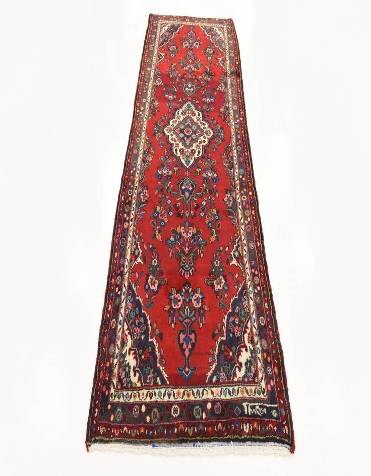 Detail image of  3' 8 x 10'  Hand Knotted Hamedan Persian Wool Runner Rug