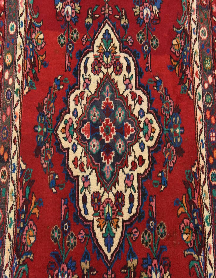 Detail image of  3' 8 x 10'  Hand Knotted Hamedan Persian Wool Runner Rug