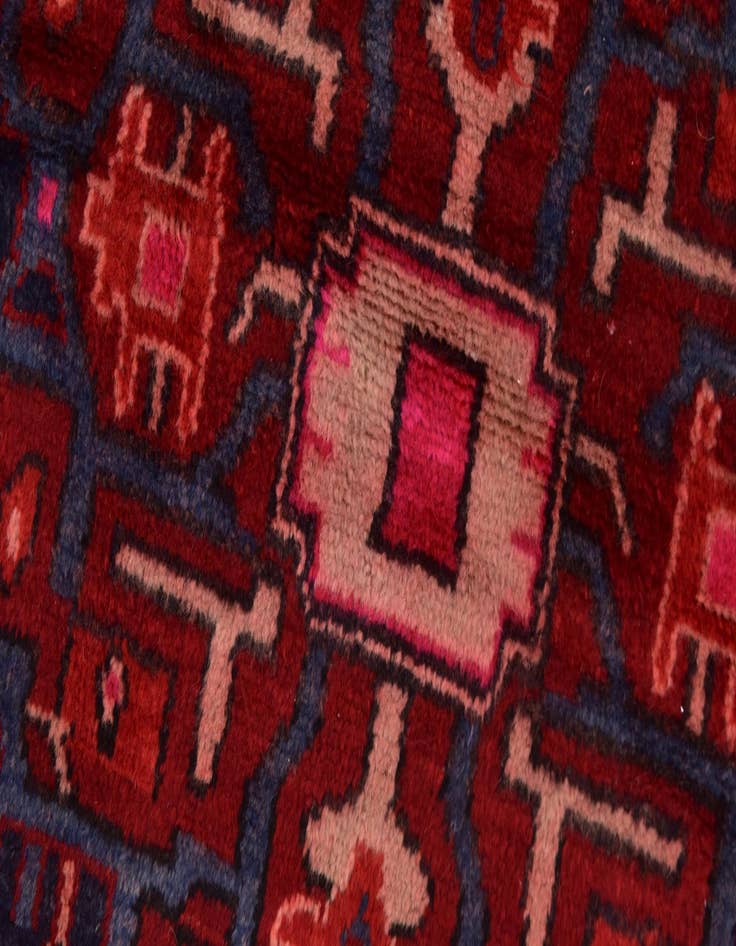 Detail image of  5' 3 x 11' 4  Hand Knotted Hamedan Persian Wool Runner Rug
