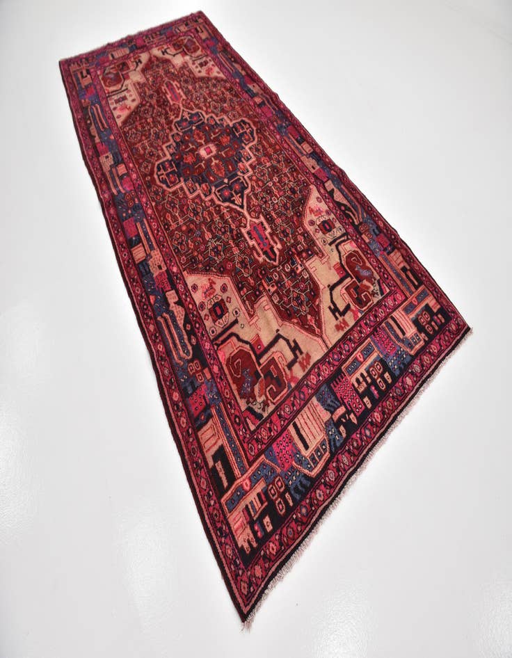 Detail image of  5' 3 x 11' 4  Hand Knotted Hamedan Persian Wool Runner Rug