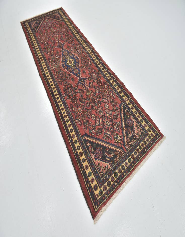 Detail image of  3' 6 x 10' 3  Hand Knotted Hamedan Persian Wool Runner Rug