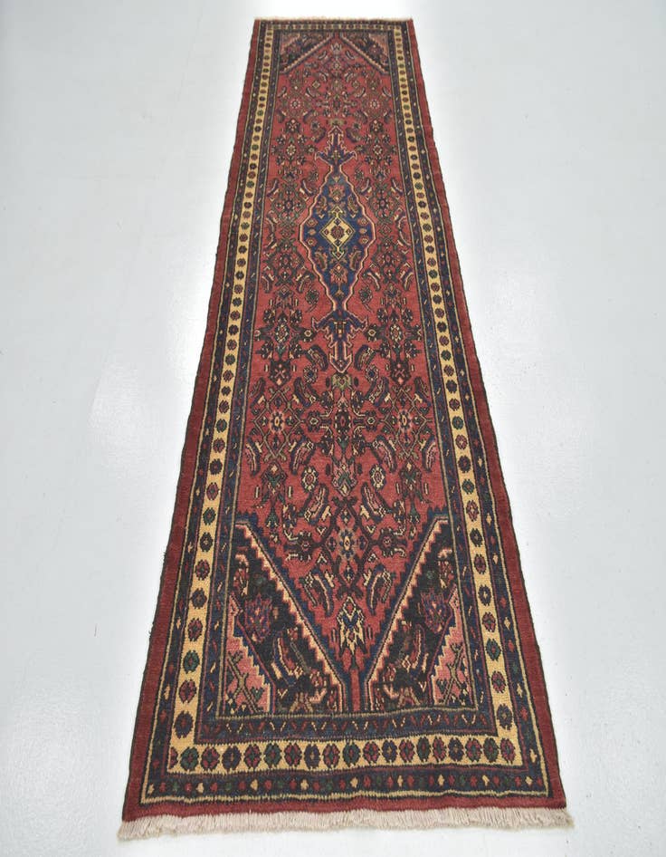 Detail image of  3' 6 x 10' 3  Hand Knotted Hamedan Persian Wool Runner Rug