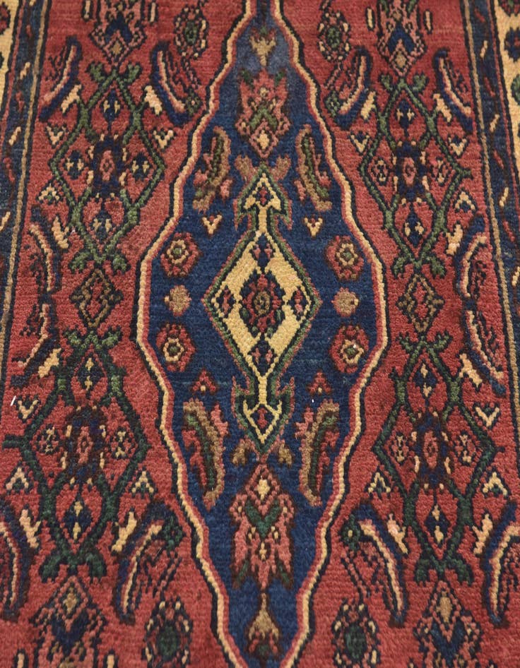 Detail image of  3' 6 x 10' 3  Hand Knotted Hamedan Persian Wool Runner Rug