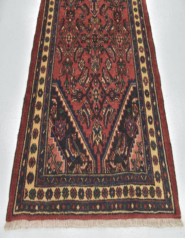 Detail image of  3' 6 x 10' 3  Hand Knotted Hamedan Persian Wool Runner Rug