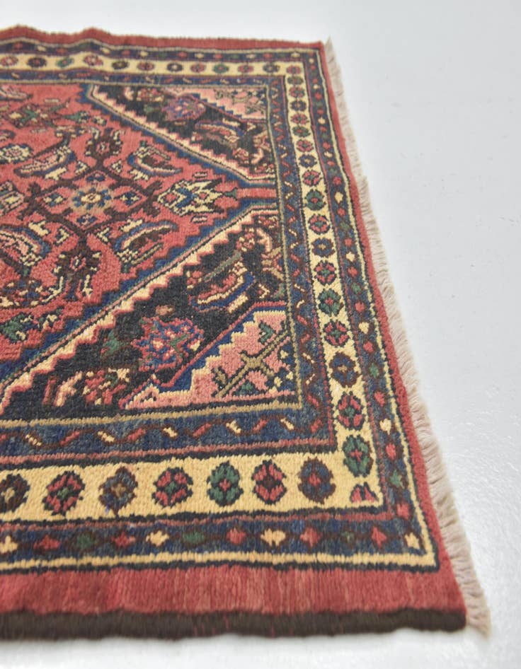 Detail image of  3' 6 x 10' 3  Hand Knotted Hamedan Persian Wool Runner Rug