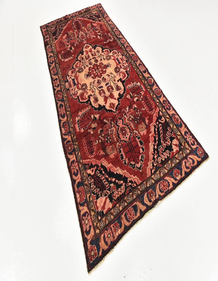 Detail image of  4' 10 x 9' 9  Hand Knotted Hamedan Persian Wool Runner Rug