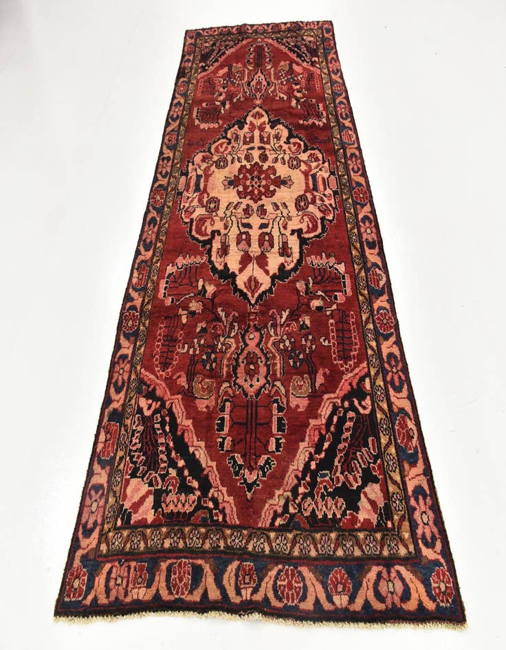 Detail image of  4' 10 x 9' 9  Hand Knotted Hamedan Persian Wool Runner Rug