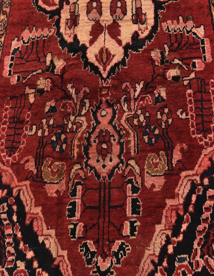 Detail image of  4' 10 x 9' 9  Hand Knotted Hamedan Persian Wool Runner Rug
