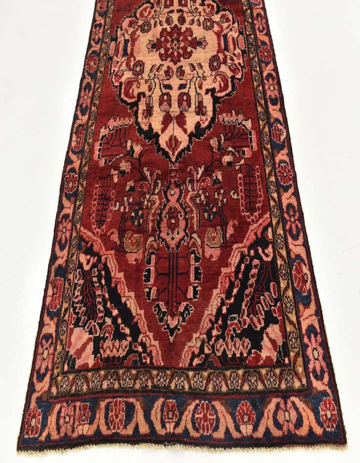 Detail image of  4' 10 x 9' 9  Hand Knotted Hamedan Persian Wool Runner Rug