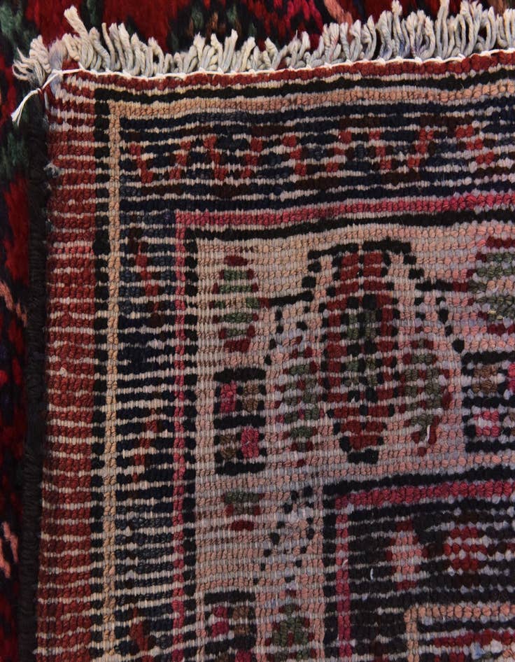 Detail image of  3' 8 x 9' 7  Hand Knotted Hamedan Persian Wool Runner Rug
