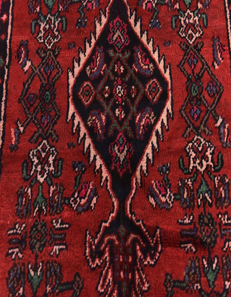 Detail image of  3' 8 x 9' 7  Hand Knotted Hamedan Persian Wool Runner Rug