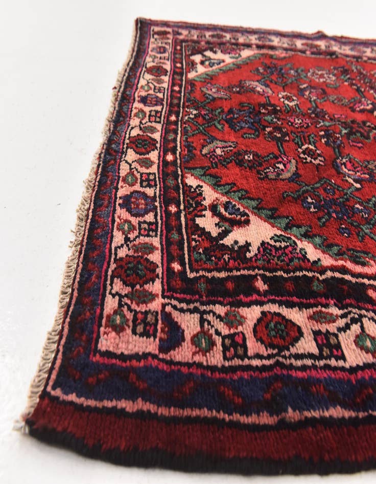 Detail image of  3' 8 x 9' 7  Hand Knotted Hamedan Persian Wool Runner Rug