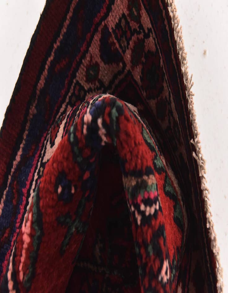 Detail image of  3' 8 x 9' 7  Hand Knotted Hamedan Persian Wool Runner Rug