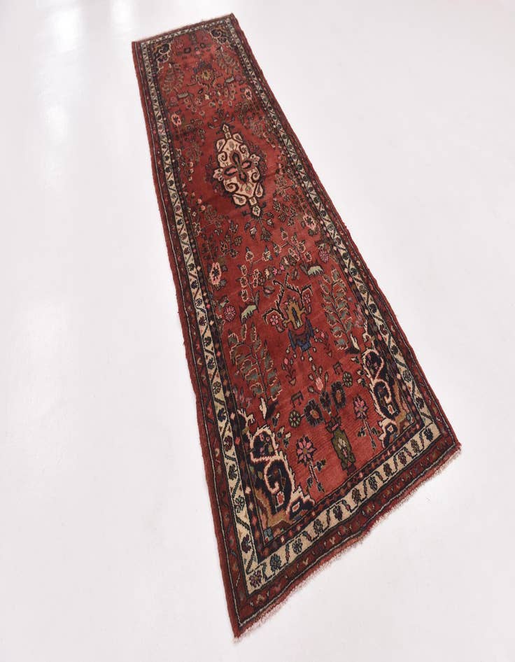 Detail image of  3' 6 x 10' 2  Hand Knotted Hamedan Persian Wool Runner Rug