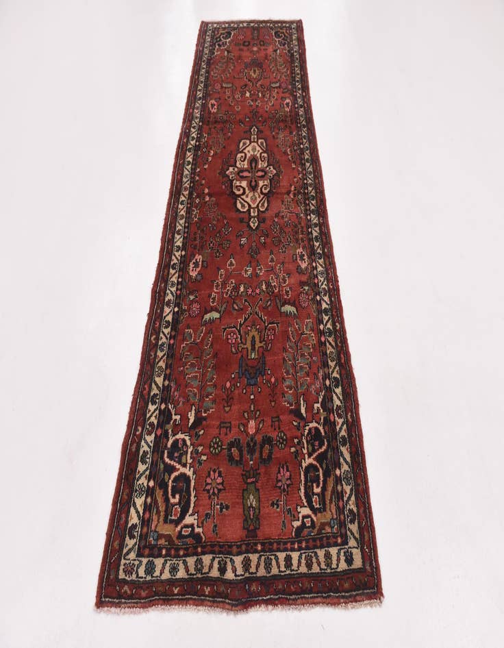 Detail image of  3' 6 x 10' 2  Hand Knotted Hamedan Persian Wool Runner Rug