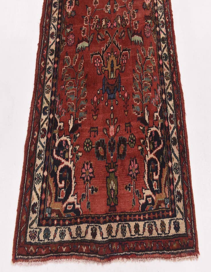 Detail image of  3' 6 x 10' 2  Hand Knotted Hamedan Persian Wool Runner Rug