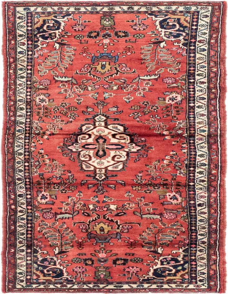 Primary image  3' 6 x 10' 2  Hand Knotted Hamedan Persian Wool Runner Rug