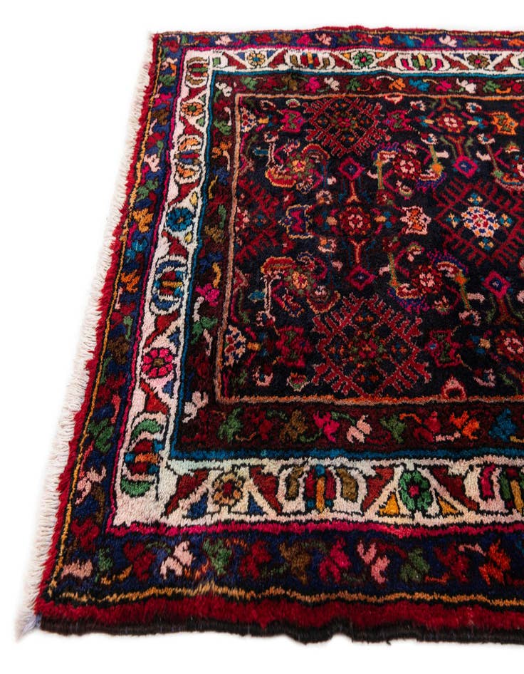Detail image of  3' 5 x 13'  Hand Knotted Hamedan Persian Wool Runner Rug