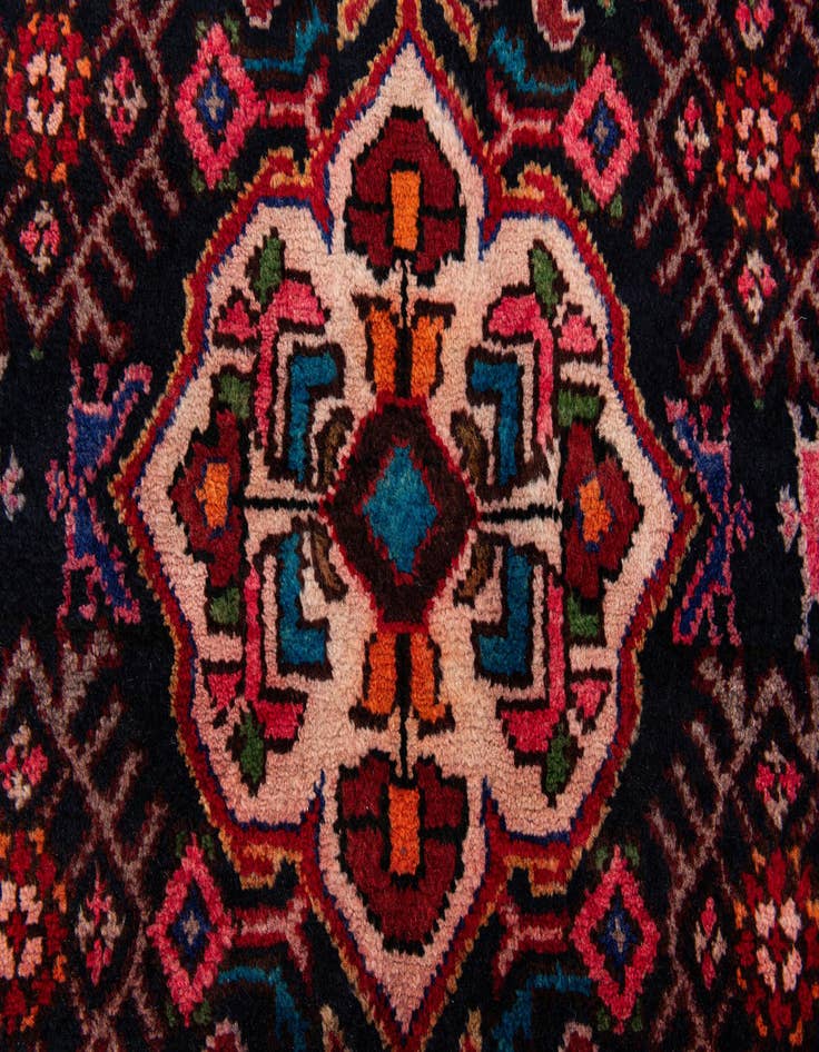 Detail image of  3' 5 x 13'  Hand Knotted Hamedan Persian Wool Runner Rug