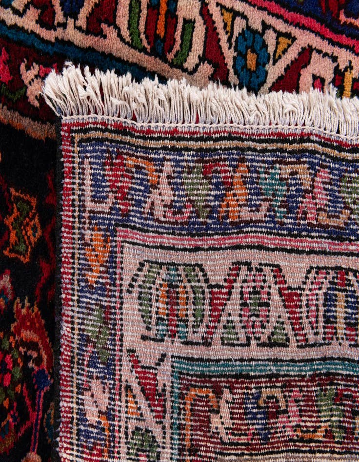 Detail image of  3' 5 x 13'  Hand Knotted Hamedan Persian Wool Runner Rug