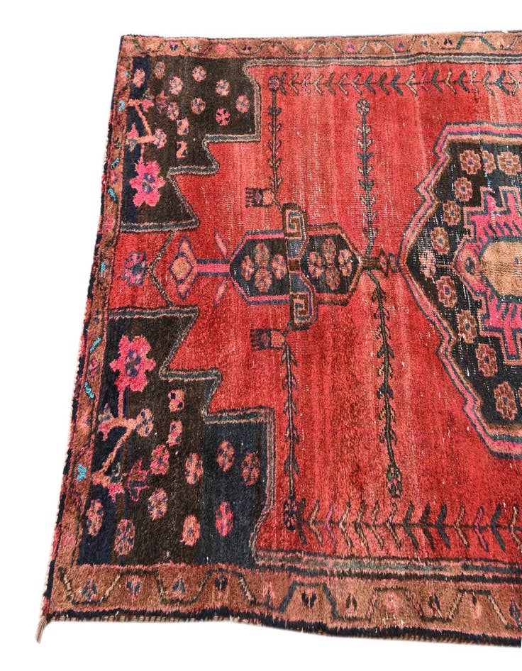 Detail image of  4' 2 x 8' 8  Hand Knotted Hamedan Persian Wool Runner Rug