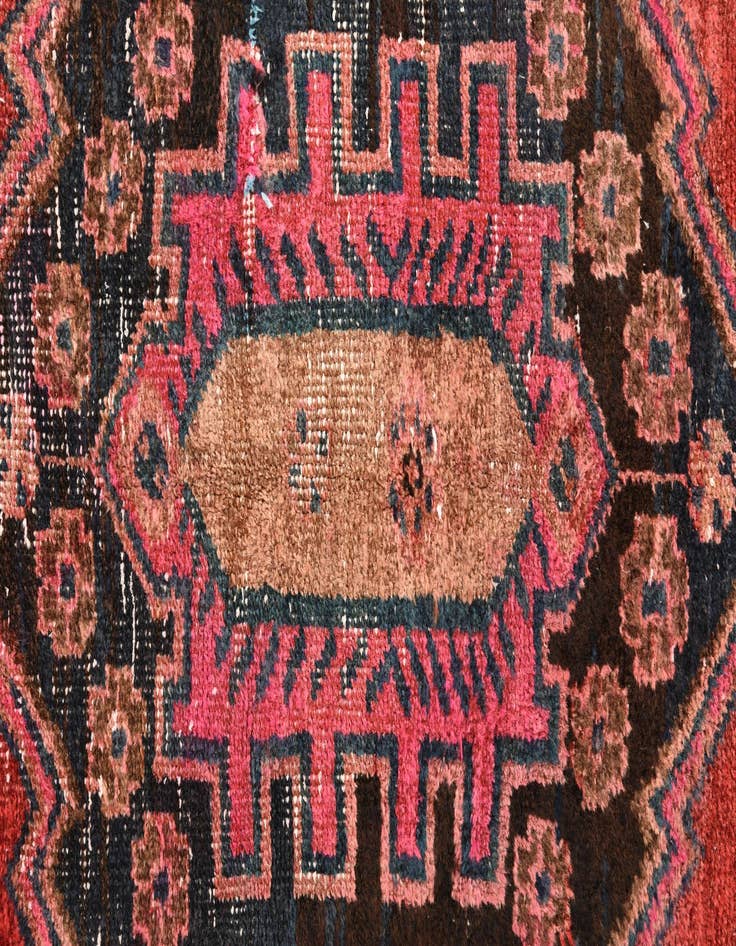 Detail image of  4' 2 x 8' 8  Hand Knotted Hamedan Persian Wool Runner Rug