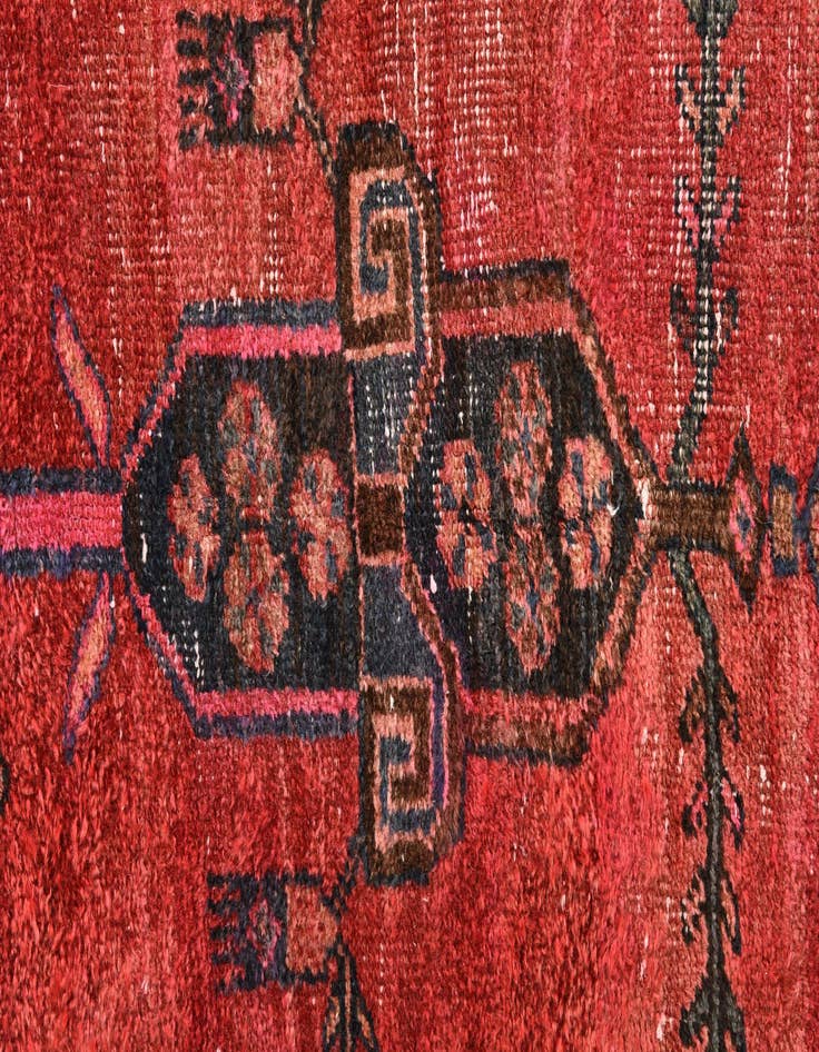 Detail image of  4' 2 x 8' 8  Hand Knotted Hamedan Persian Wool Runner Rug