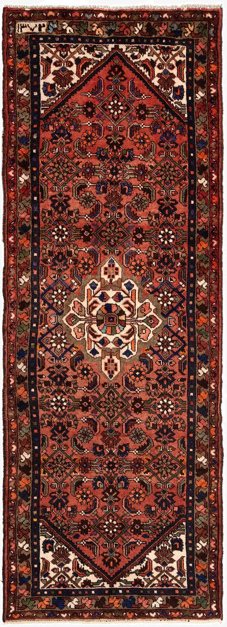  3' 3 x 9' 5 Hamedan Wool Runner Rug