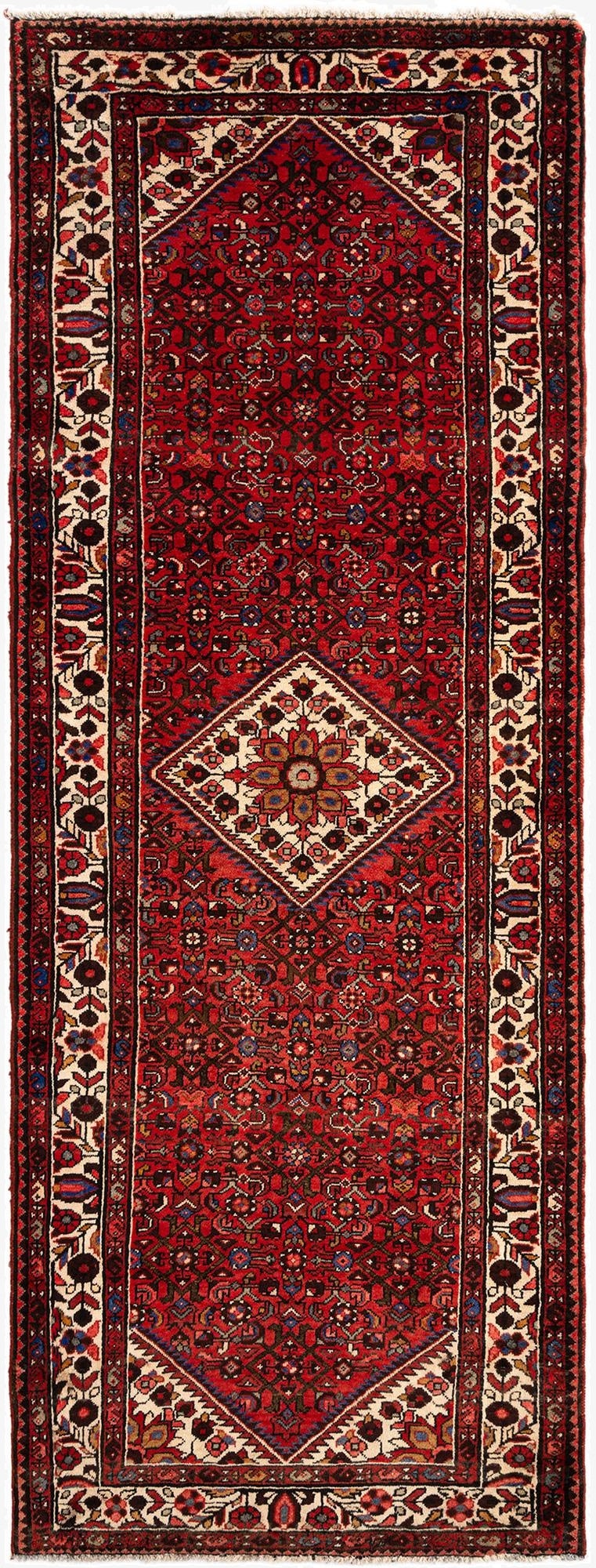  4' x 10' 4 Hamedan Wool Runner Rug
